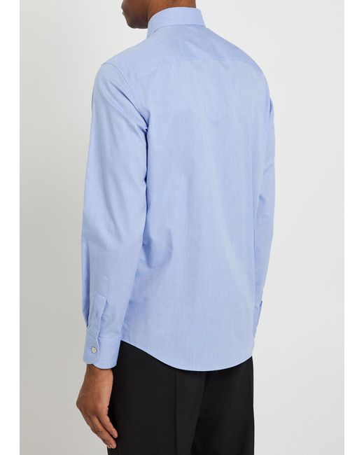 Valentino Garavani Blue Logo-Embroidered Cotton Oxford Shirt for men