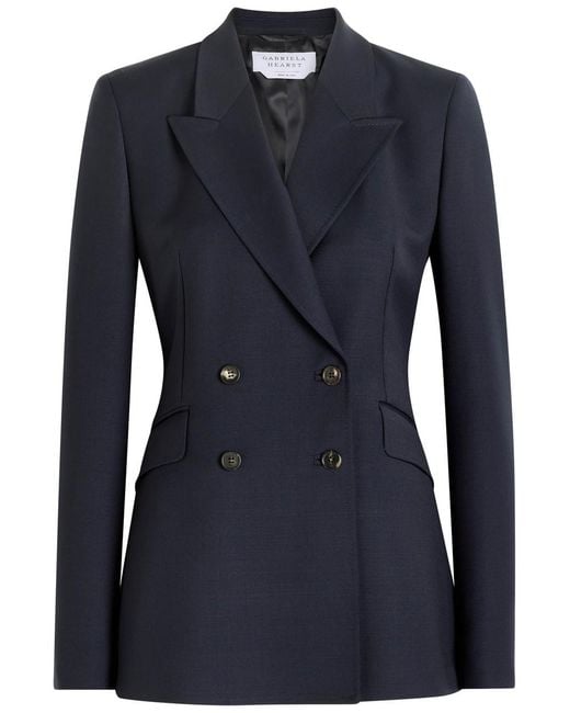 Gabriela Hearst Blue Stephanie Double-Breasted Wool Blazer Uk14/L