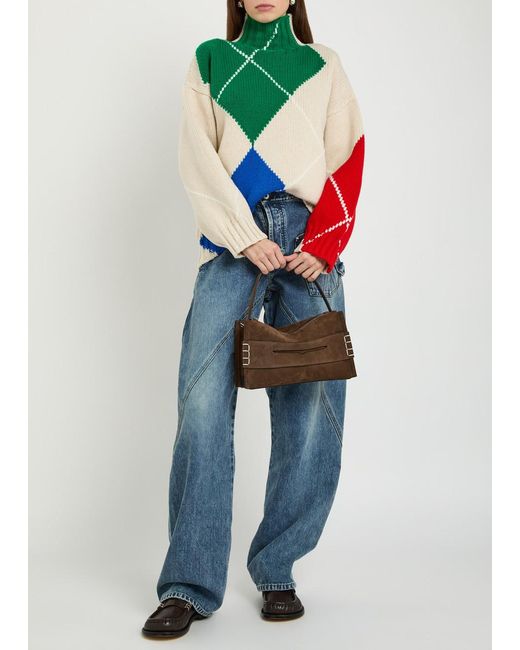 J.W. Anderson Green Pringle Argyle High-Neck Wool Jumper
