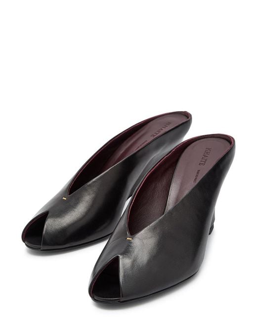 Khaite Black Cloak 75 Peep-Toe Leather Mules