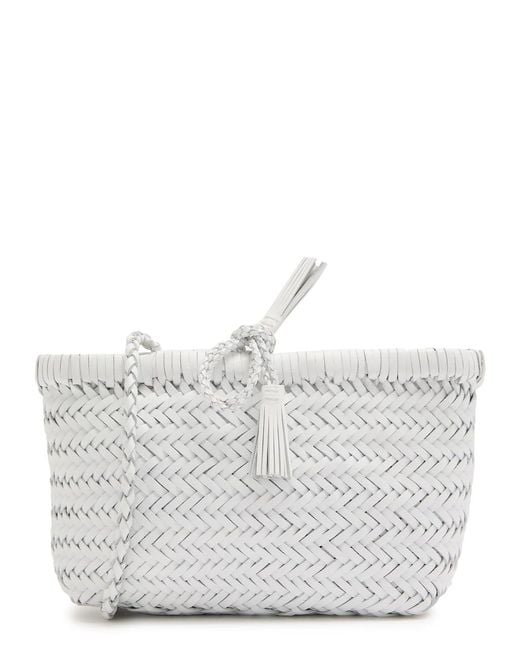 Dragon Diffusion Gray Minsu Woven Leather Cross-Body Bag
