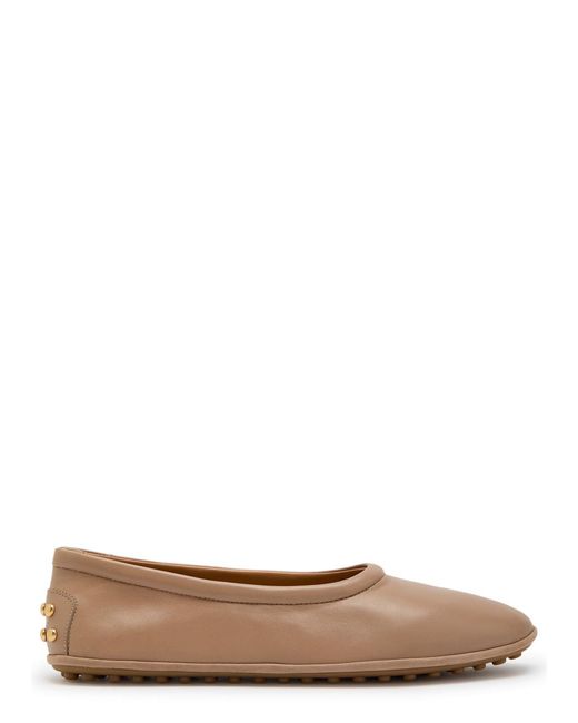 Tod's Brown Gomma Leather Ballet Flats