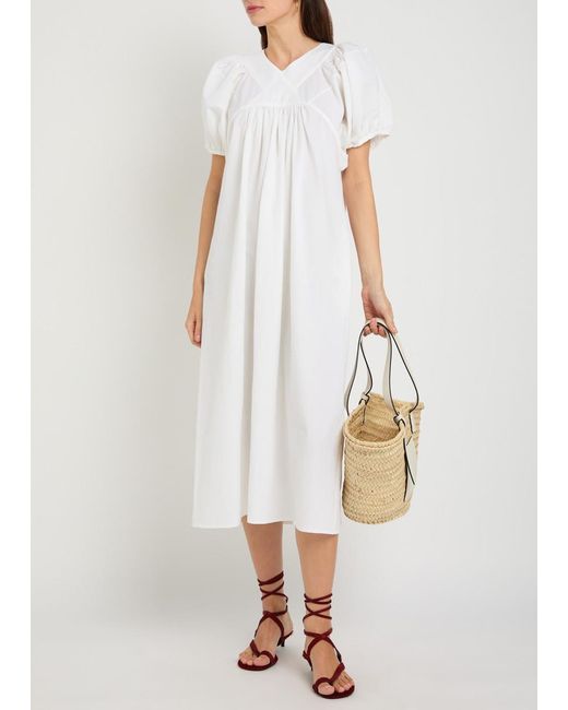 Les Vacances d'Irina White Mo Crinkled Cotton Maxi Dress