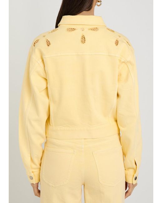 GOOD AMERICAN Yellow Essential Cut-Out Stretch-Denim Jacket