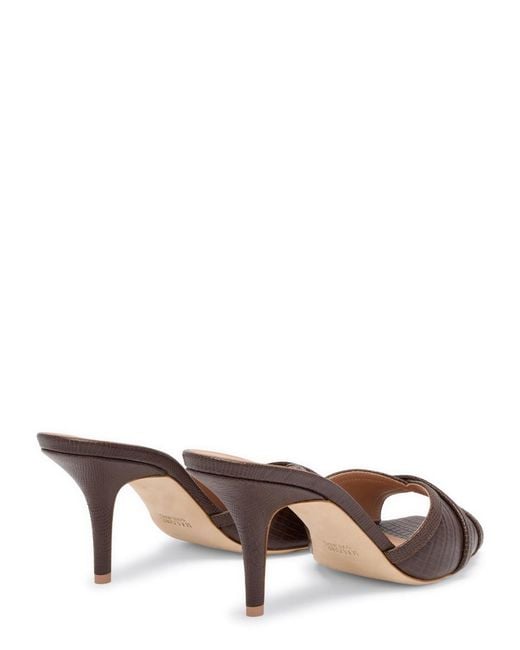 Malone Souliers Brown Perla 70 Embossed Leather Heeled Sandals