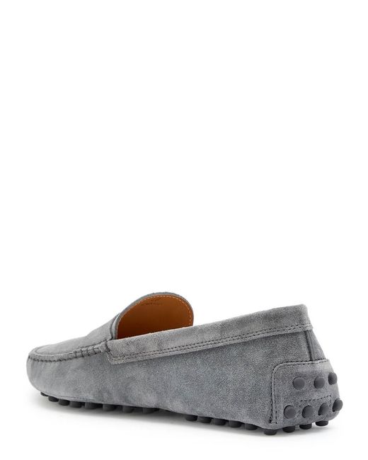 Tod's Gray Gommino Suede Loafers