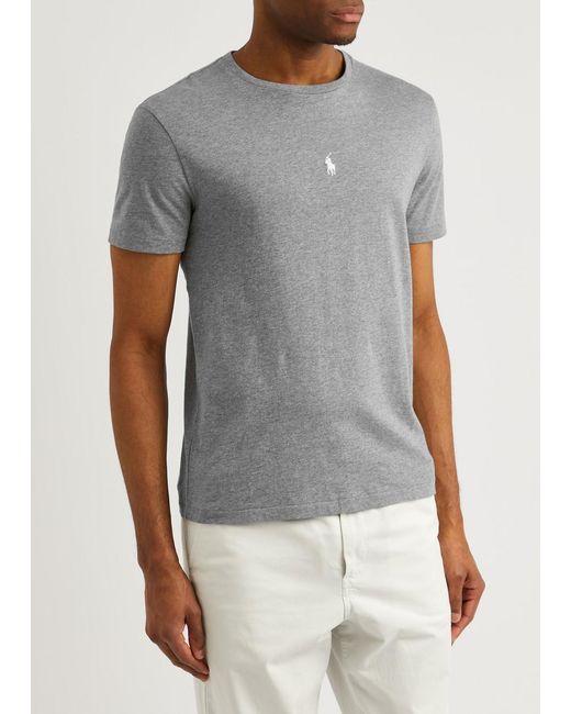 Polo Ralph Lauren Gray Logo-embroidered Cotton T-shirt for men