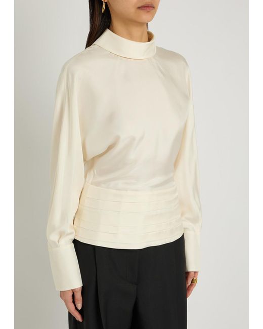 Rohe White Tuxedo Reversed-Collar Silk Top