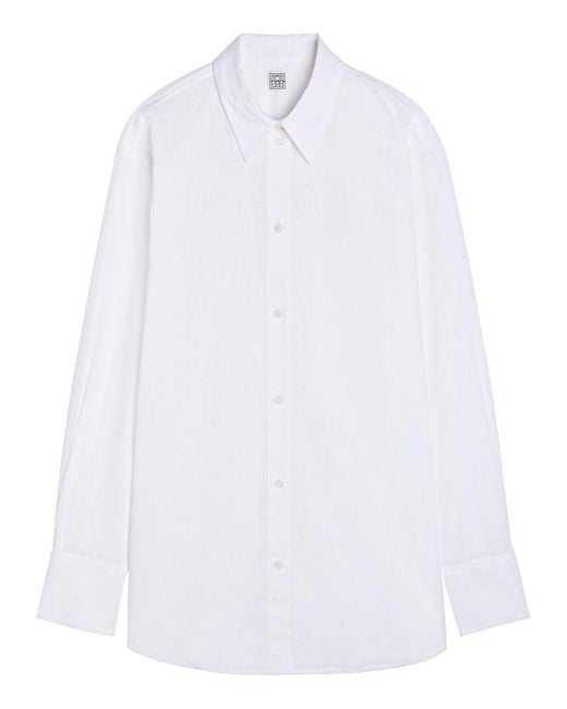 Totême White Cotton And Linen-Blend Shirt