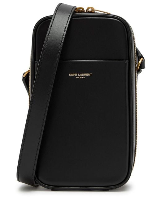 Saint Laurent Black Dailycase Logo Leather Cross-Body Bag for men