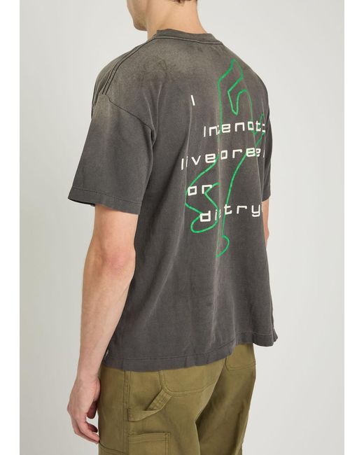 SAINT Mxxxxxx Green Files Printed Cotton T-Shirt for men