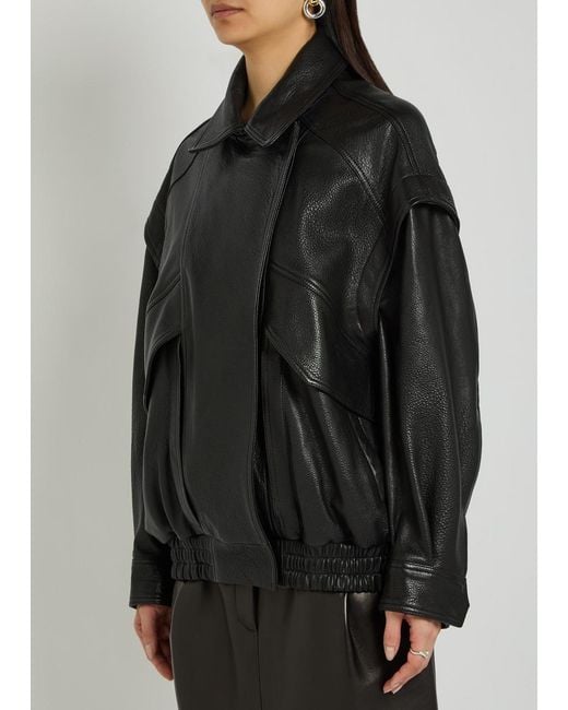 Nour Hammour Black Micah Grained Leather Jacket