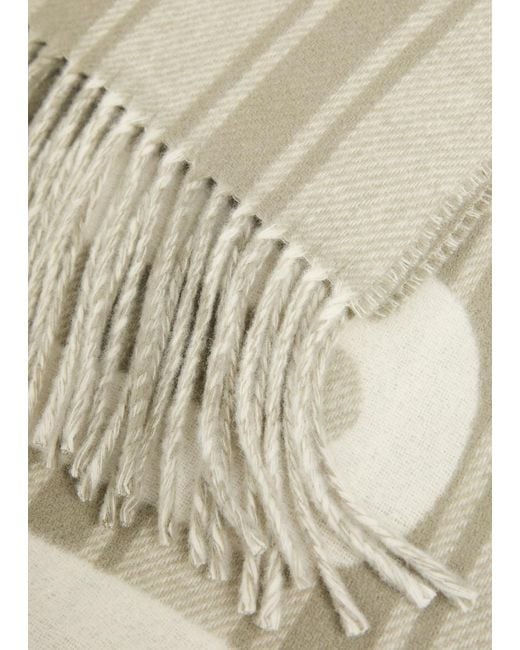 Jacquemus Natural L'Echarpe Logo Fringed Wool Scarf