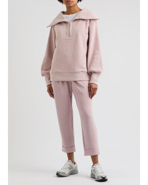 Varley Pink Vine Ribbed Cotton-Blend Half-Zip Sweatshirt