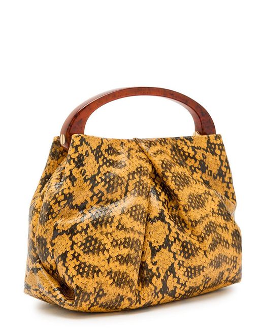 Dries Van Noten Metallic Crisp Snake-Effect Leather Top Handle Bag