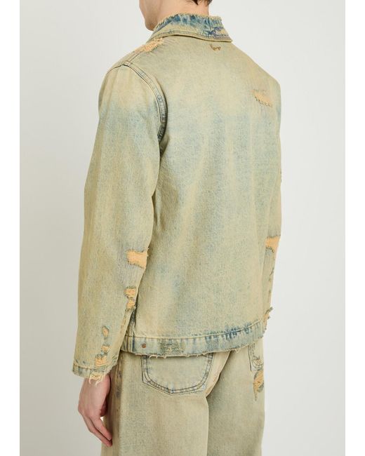 KENZO Green Shawl-Collar Distressed Jacket for men