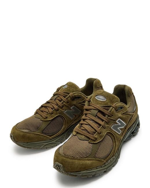 New Balance Green 2002R Panelled Suede And Mesh-Knit Sneakers