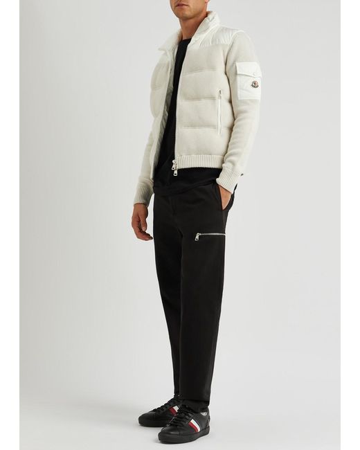 Moncler White Quilted Shell And Wool Jacket for men
