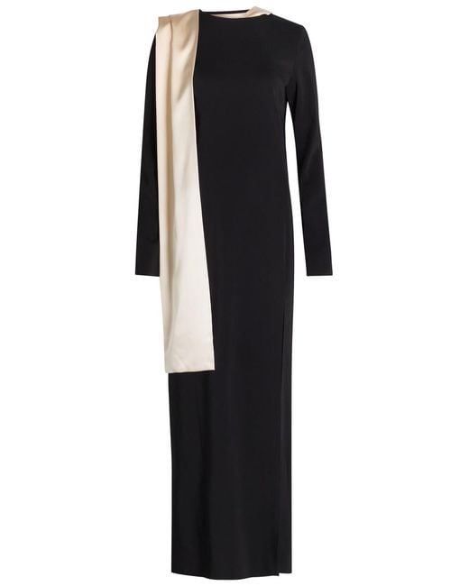 ARMARIUM Black Dublina Scarf-Effect Stretch-Crepe Maxi Dress