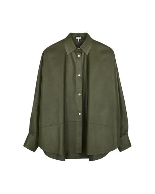 Loewe Green Dark Leather Shirt