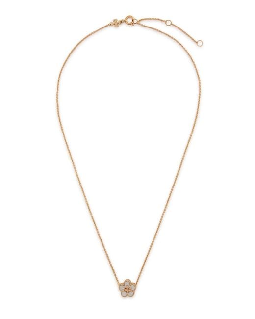 Tory Burch Metallic Forget Me Not Pearl-Embellished 18Kt-Plated Necklace