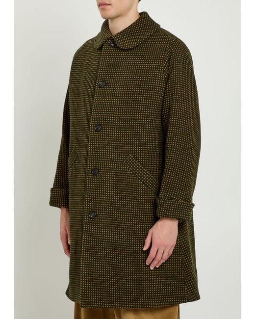 Bode Green Hedgerow Polka Dot-Jacquard Wool Coat for men