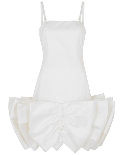 ROTATE BIRGER CHRISTENSEN White Ruffled Satin Mini Dress, Size 10