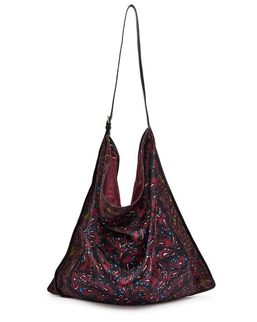 Dries Van Noten Purple Scarf Large Leather And Satin Tote