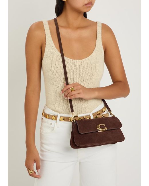 COACH Brown Jet Suede Shoulder Bag