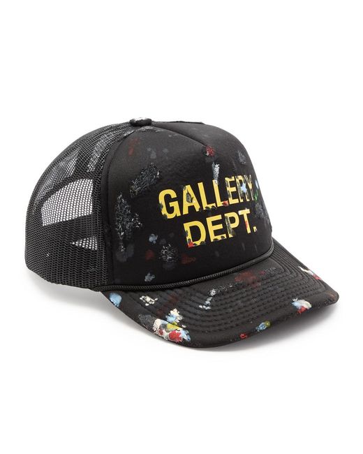 GALLERY DEPT. Black Workshop Distressed Logo-Print Trucker Cap for men