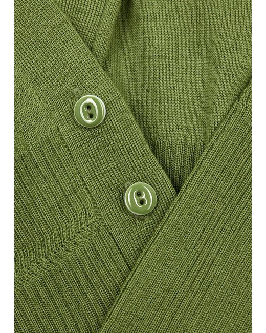 Max Mara Green Olindo Wool Top And Cardigan Set