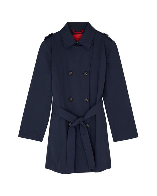 MAX&Co. Blue Kids Double-Breasted Cotton-Blend Trench Coat