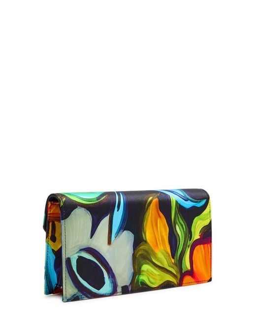 Christian Louboutin Blue Floral-Print Satin-Crepe Clutch