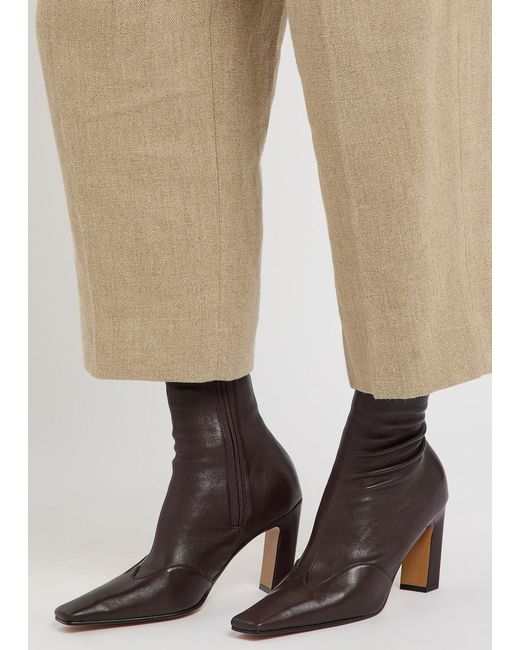 Khaite Brown Nevada 85 Designer Leather Ankle Boots Uk3