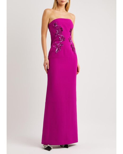 Rebecca Vallance Purple Venetia Sequin-embellished Strapless Gown