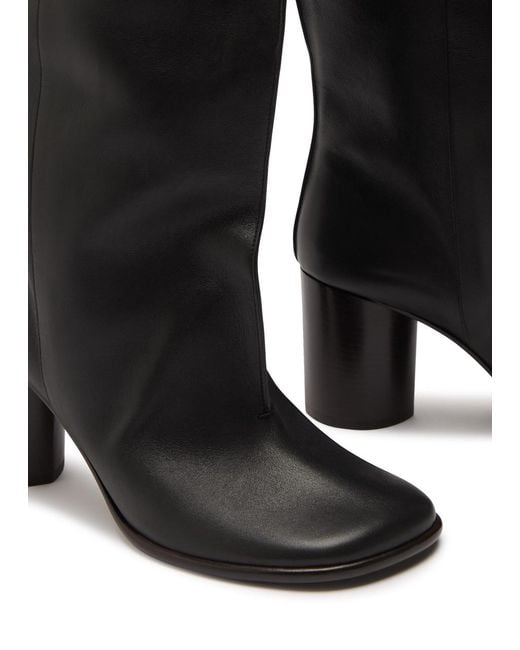 Lemaire Black Crease Sleeve 80 Leather Knee-High Boots