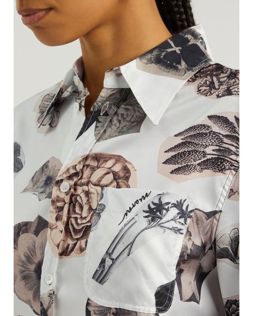 Marni Gray Printed Silk-Satin Shirt