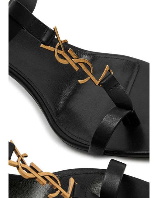 Saint Laurent Black Cassandra 75 Leather Sandals