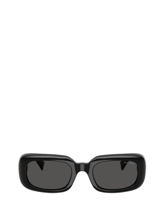 Miu Miu Black Rectangle-Frame Sunglasses