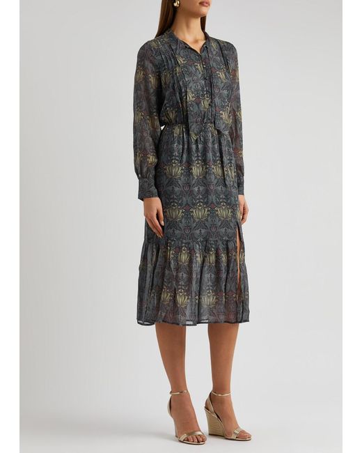 PAIGE Gray X Morris & Co. Koralina Printed Silk Midi Dress