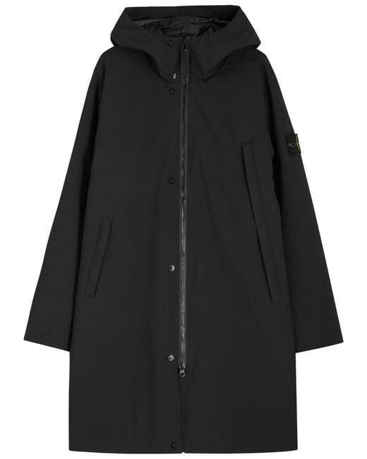 Stone Island Black Hooded Shell Parka for men