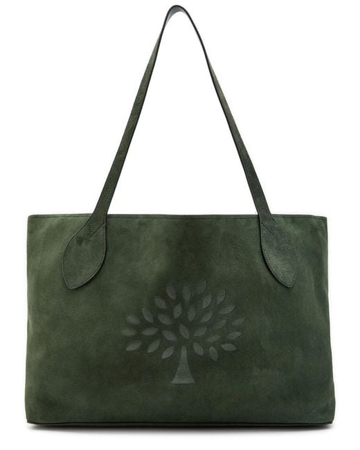 Mulberry Green Oversized Logo-Debossed Suede Tote Bag for men