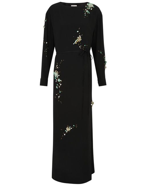 Dries Van Noten Black Duzco Embellished Maxi Dress