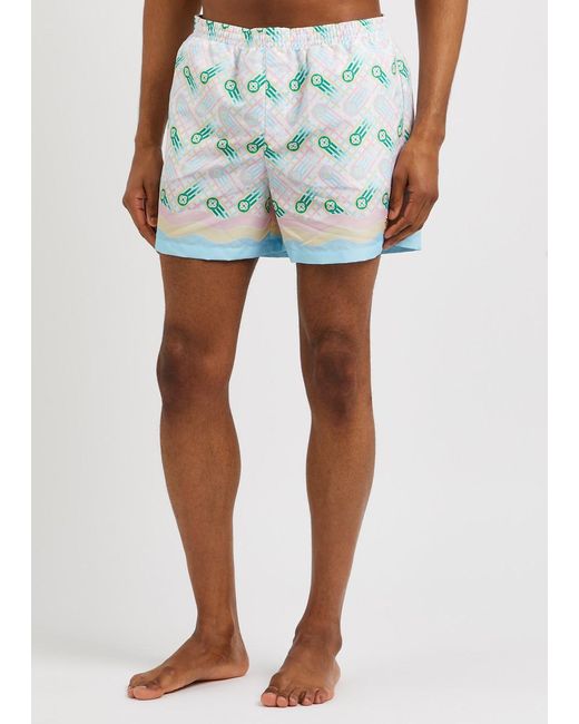 Casablancabrand Blue Monogrammed Logo Shell Swim Shorts for men