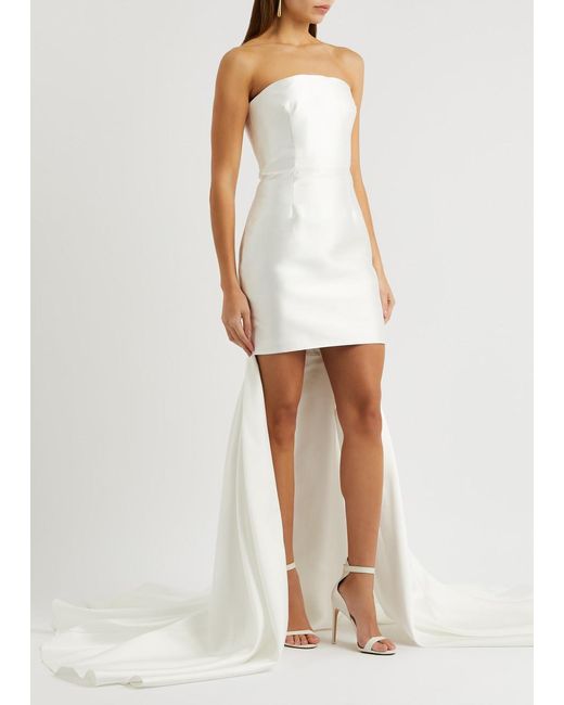 Solace London White Neva Strapless Satin Mini Dress