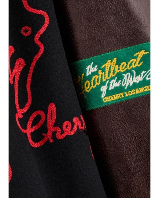 CHERRY LA Black Western Champion Wool-Blend Varsity Jacket for men