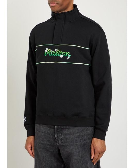 Malbon Black Grateful Dead Printed Half-Zip Cotton Sweatshirt for men
