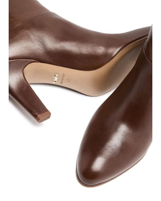 Chloé Brown Eve 90 Glossed-Leather Over-The-Knee Lace-Up Boots