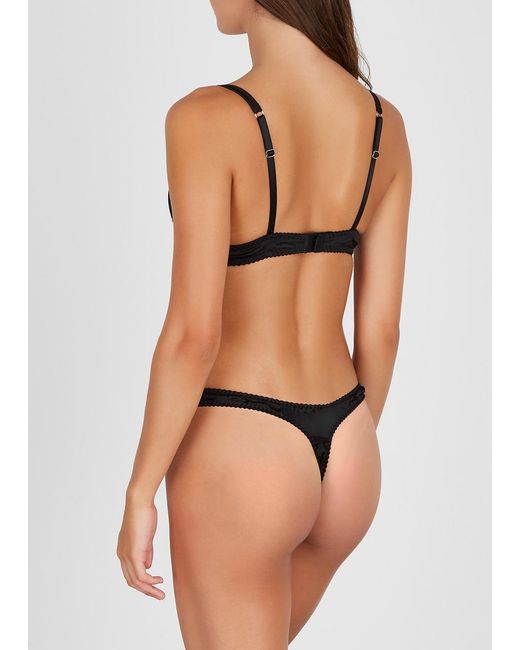 Fleur Of England Black Signature Silk-Blend Plunge Bra