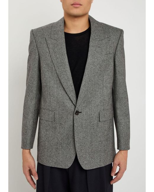 Saint Laurent Black Checked Wool Blazer for men